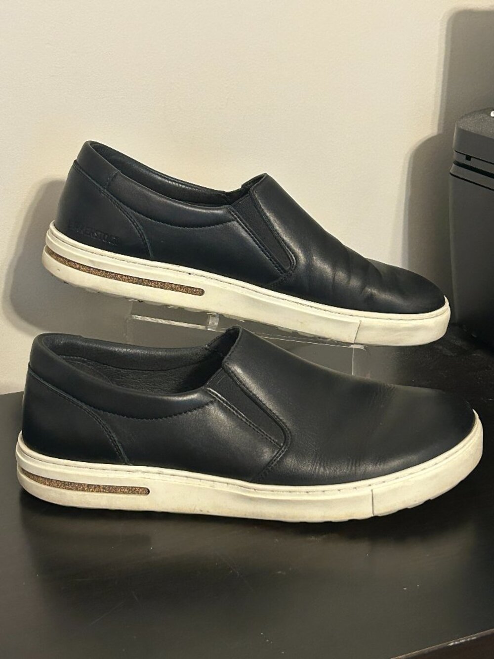 Mens BIRKENSTOCK Sz 43 US 10 Black Leather Oswego Slip-On Shoes